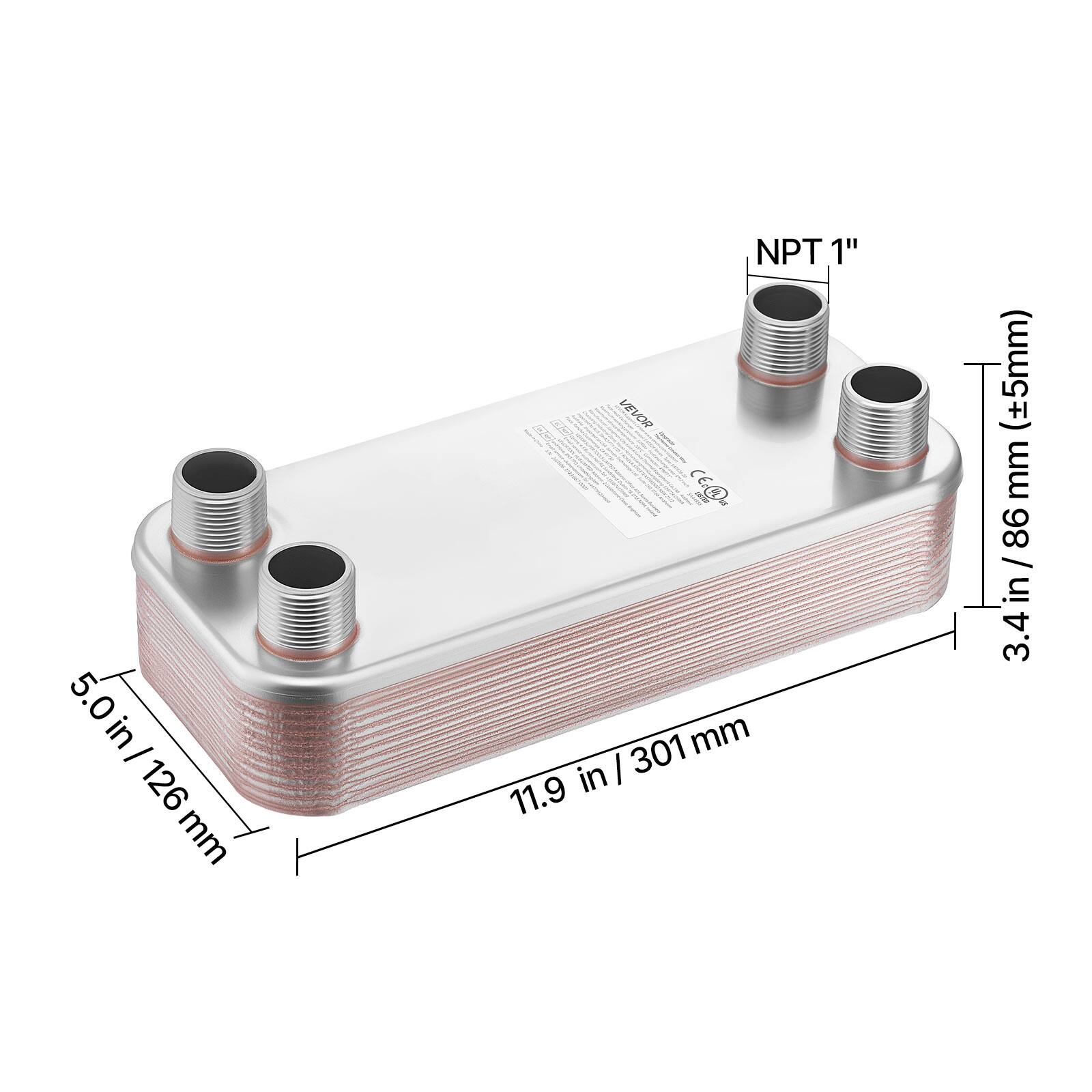 5.0 in / 5.0 in / 126 mm NPT 1"  
301 mm  
11.9 in / 301 mm  
3.4 in / 86 mm