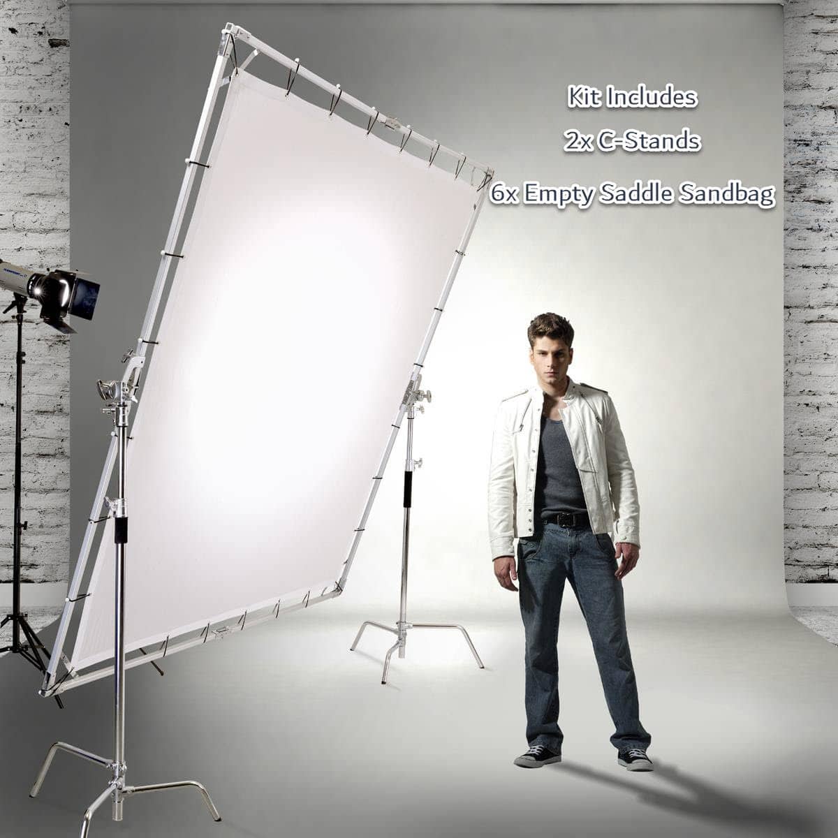 Glow - 8x8' Portable Butterfly Light Modifier Collapsible Kit With 2x Flashpoint C-Stands and 6x Empty Saddle Sandbag price history on PriceWatchPro