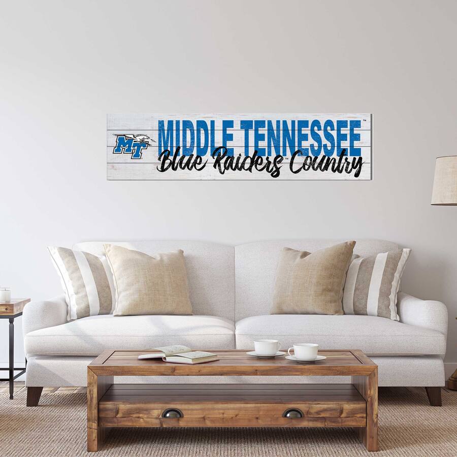 Jardine MTSU Blue Raiders 10'' x 40'' Logo Sign White 4965720 - Best Buy