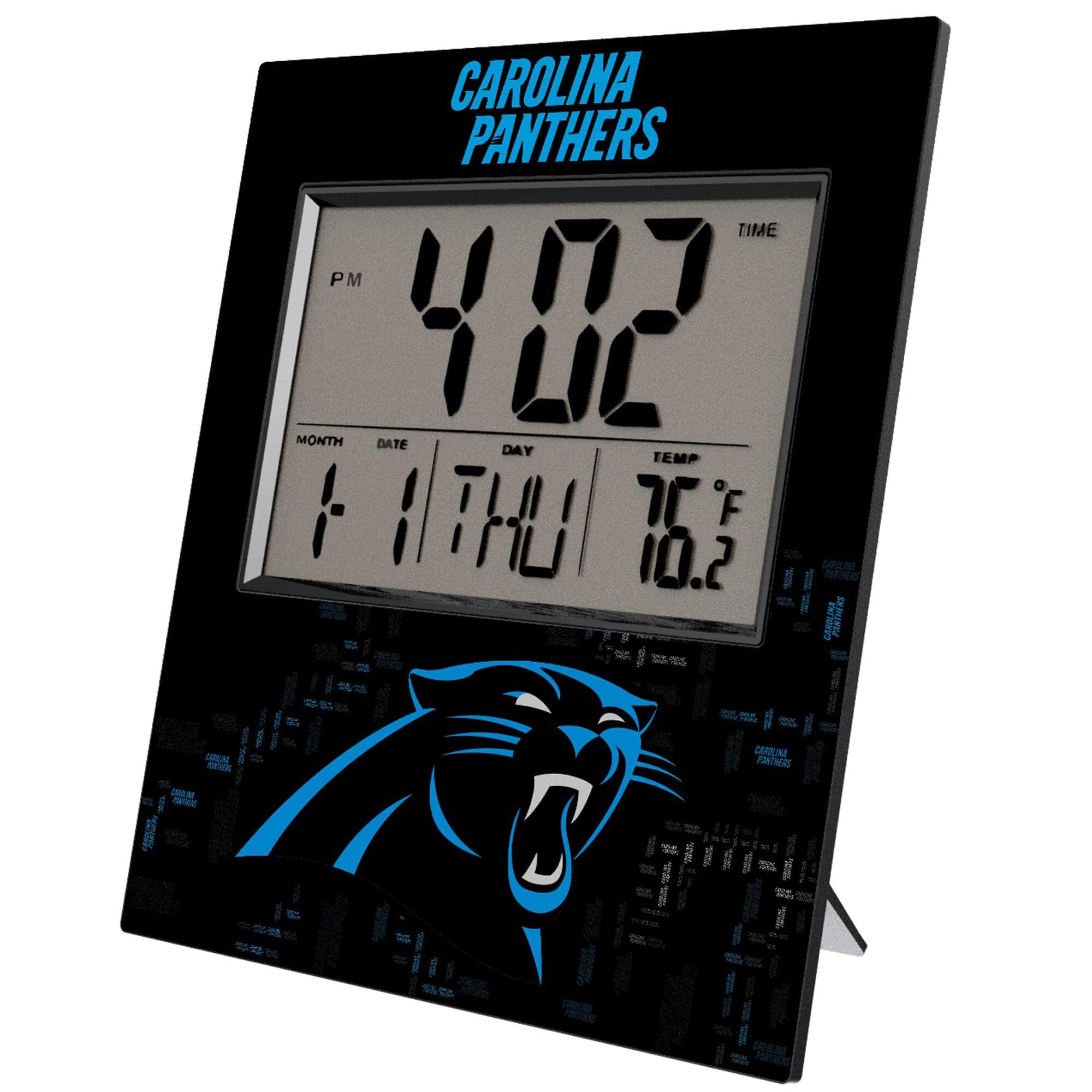 Keyscaper - Carolina Panthers Quadtile Digital Desk Clock - Multicolor