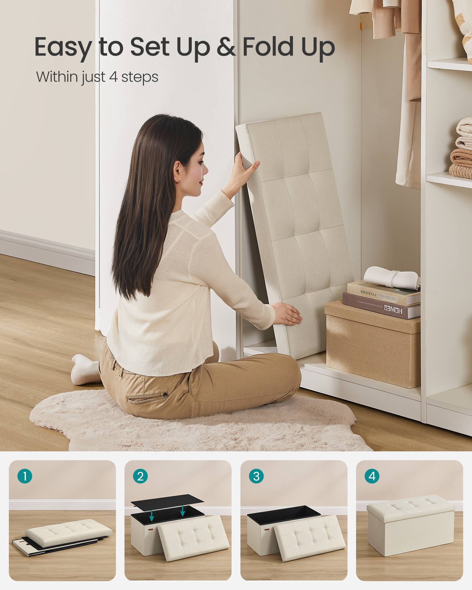 Easy to Set Up & Fold Up  
Within just 4 steps  

1  
2  
3  
4