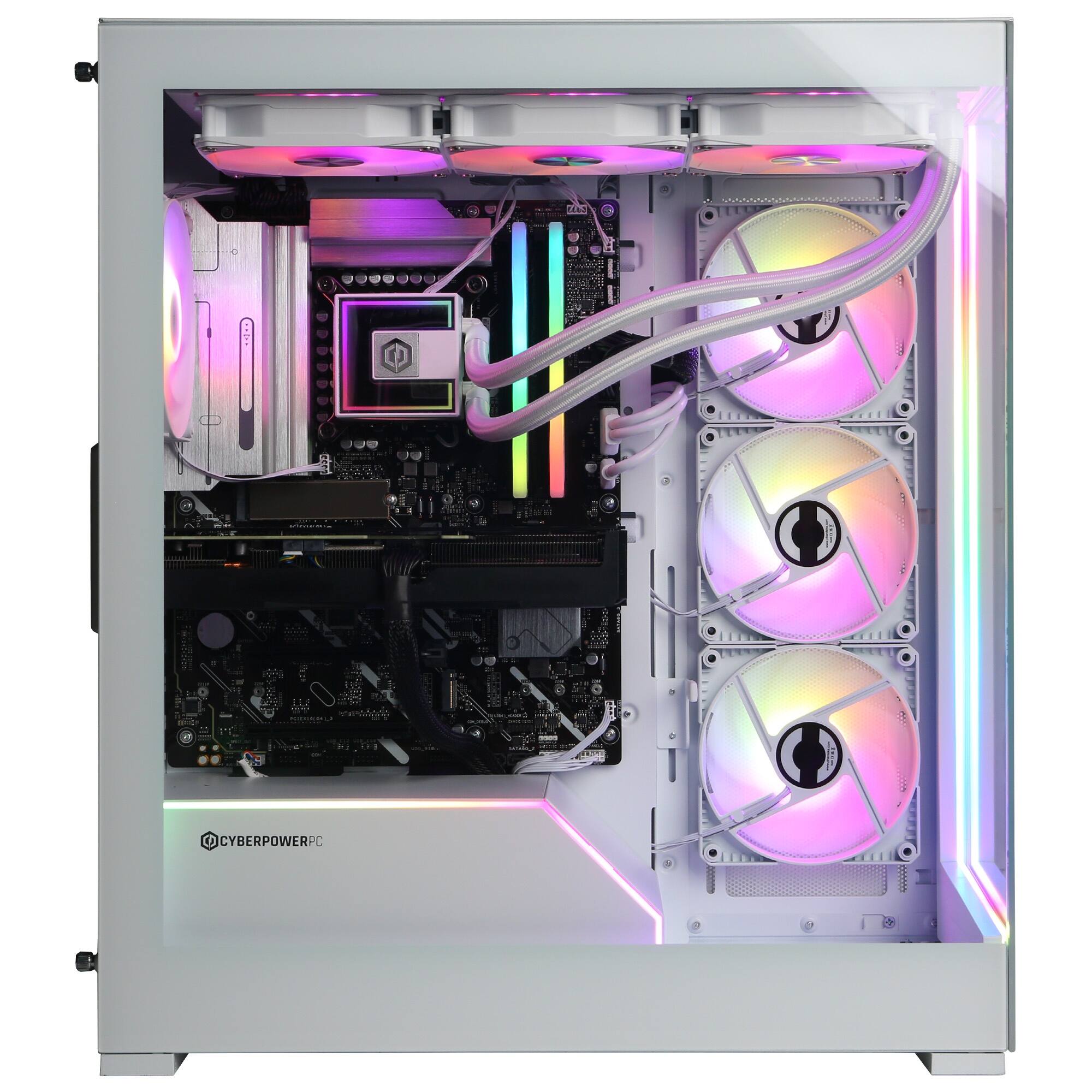 Alt View 5. CyberPowerPC - Gaming Desktop - Intel Core Ultra 9 285K - NVIDIA GeForce RTX 5070 12GB - 32GB DDR5 - 1TB PCIe 4.0 SSD - White.