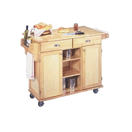 Front. SlickBlue - Wood Kitchen Cart with Lockable Casters for Easy Movement - Natural.