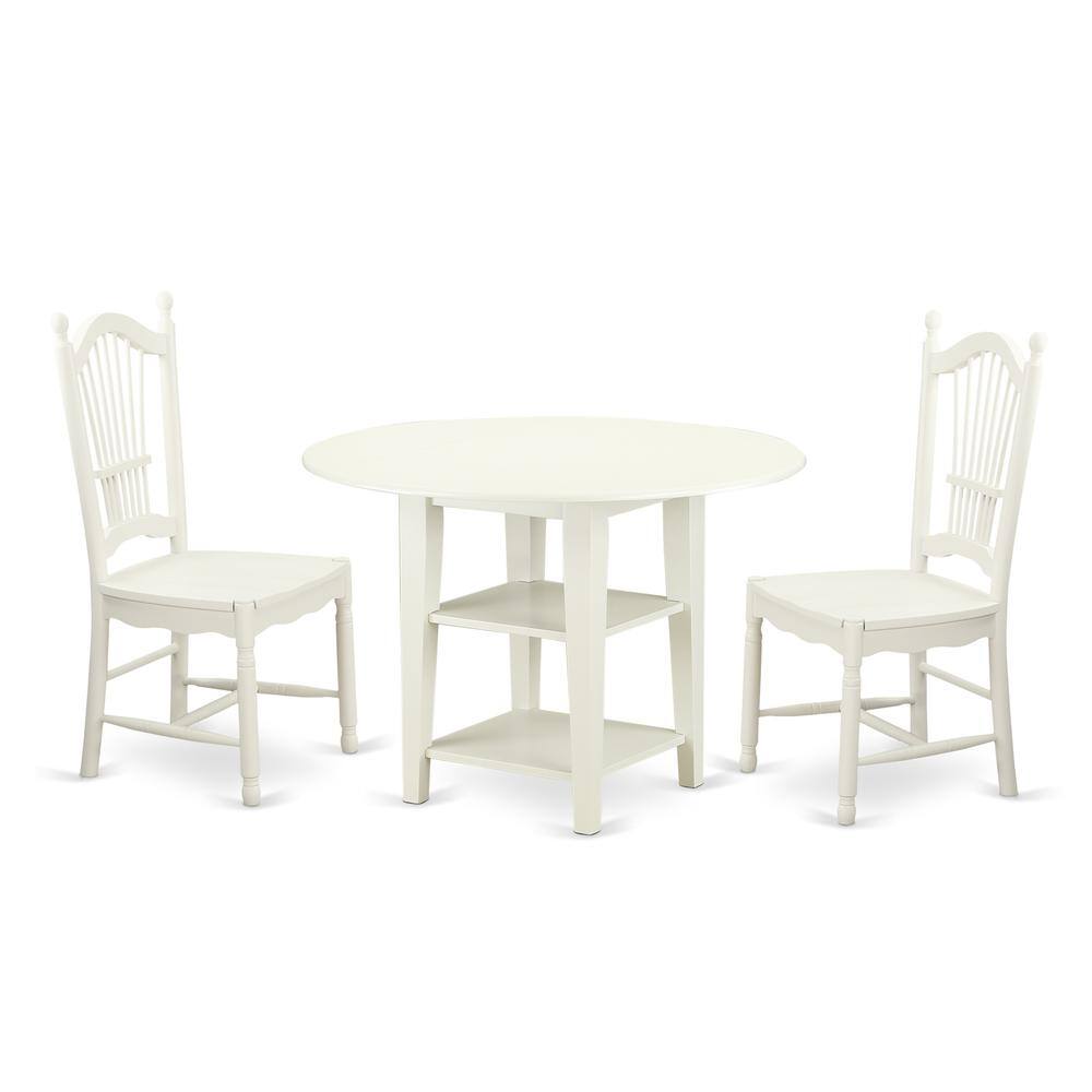 Back. East West Furniture - Dining Room Set Linen White - Brown.