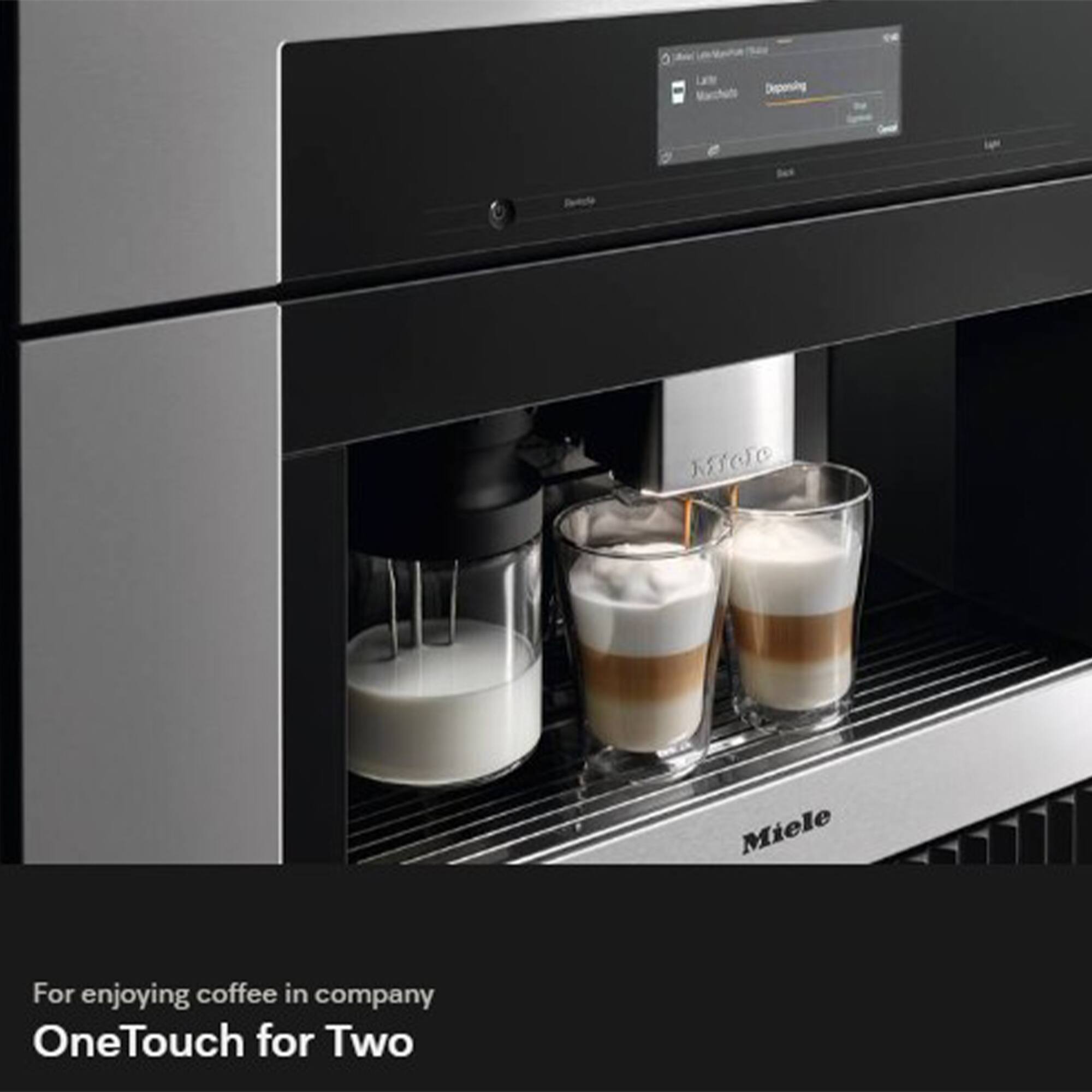 Depositing  
Miele  
For enjoying coffee in company  
OneTouch for Two