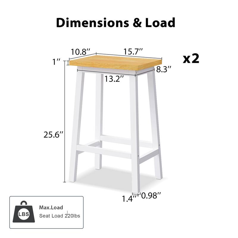 Dimensions & Load  
1" x 10.8" x 15.7" x 13.2" x 8.3" x2  
25.6"  
Max. Load Seat Load 220lbs  
1.4" x 0.98"
