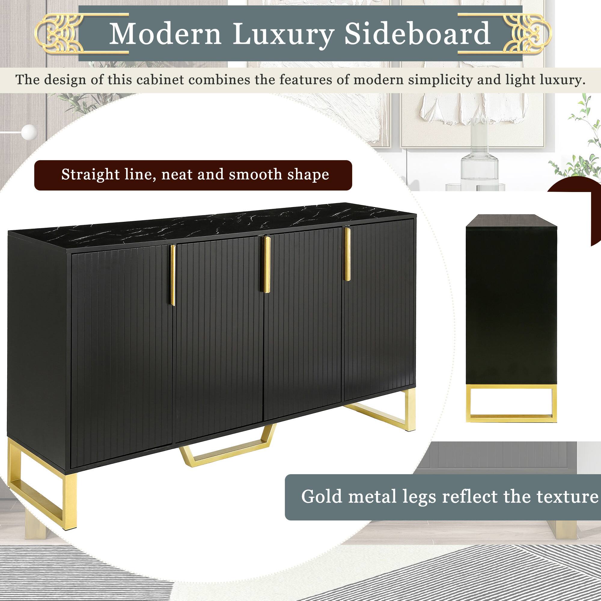 Modern Luxury Sideboard

The design of this cabinet combines the features of modern simplicity and light luxury.

Straight line, neat and smooth shape

Gold metal legs reflect the texture
