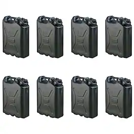 Scepter - 5 Gallon Heavy Duty Military Style HDPE Water Container, (8 Pack) - Black