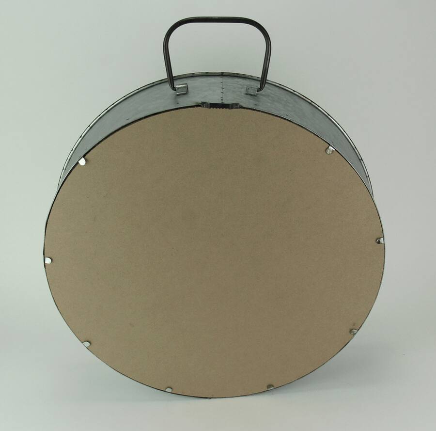 Zeckos Rustic Galvanized Metal Tub Frame Round Wall Mirror with Drawer ...