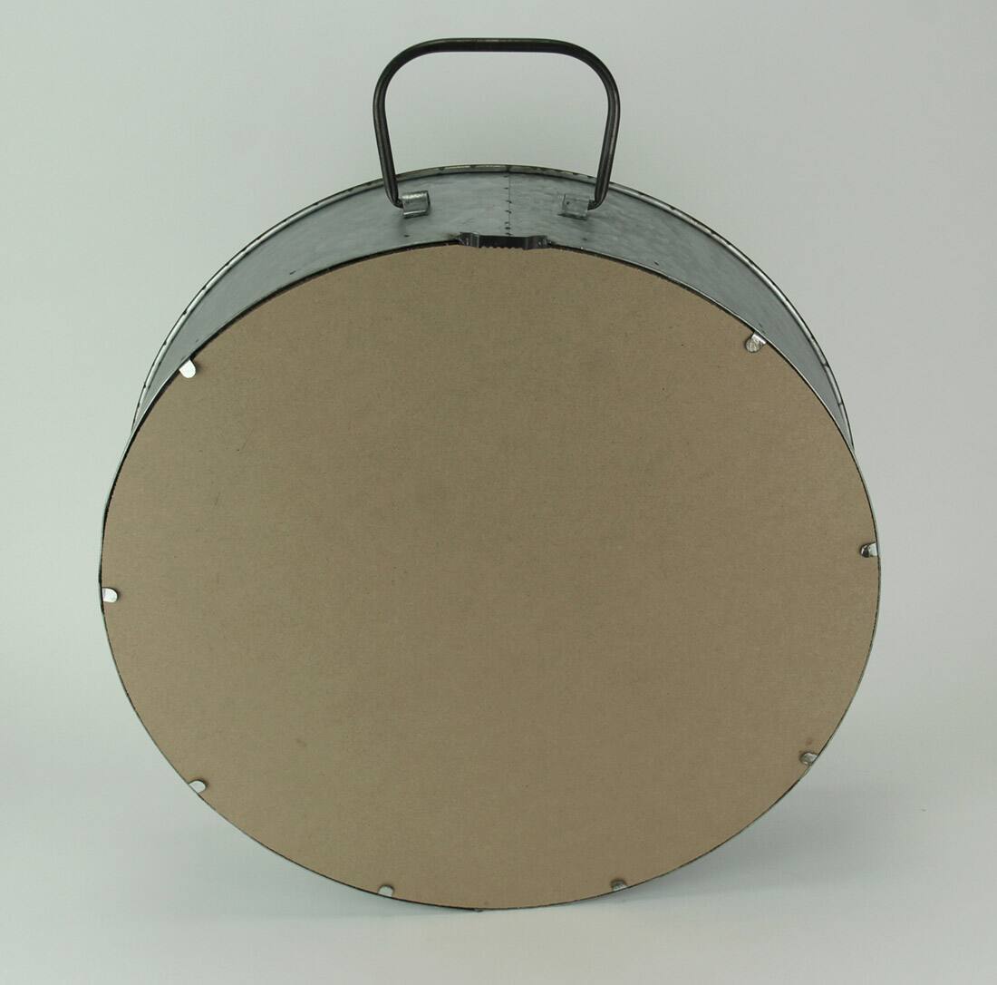 Alt View 2. Zeckos - Rustic Galvanized Metal Tub Frame Round Wall Mirror with Drawer - Gray.