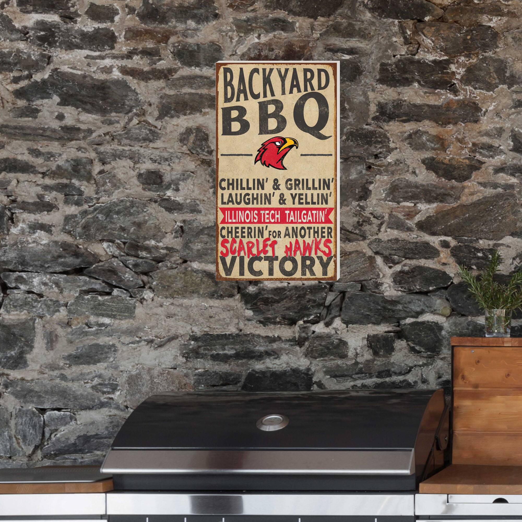 BACKYARD BBQ  
CHILLIN' & GRILLIN'  
LAUGHIN' & YELLIN'  
ILLINOIS TECH TAILGATIN'  
CHEERIN' FOR ANOTHER  
SCARLET HAWKS VICTORY