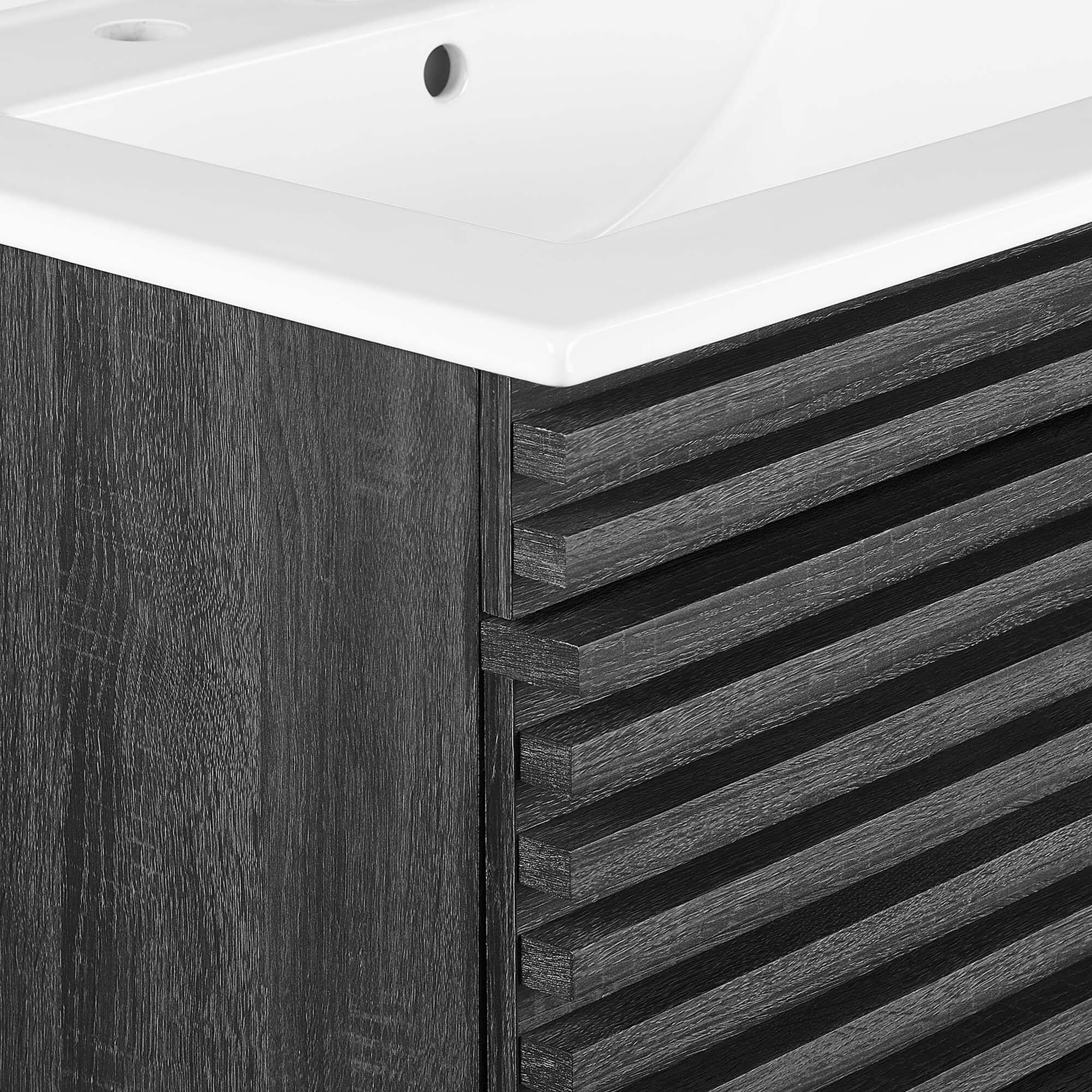 Alt View 5. Modway - Render Wall-Mount Bathroom Vanity with White Basin Included - Charcoal White.
