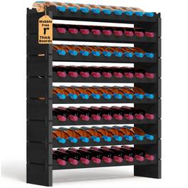 NutriChef - 72 Bottle Wine Rack, Bamboo, 8-Tier Modular Shelf, Wobble-Free, Easy Assembly Black (SLWMDSF226BK)