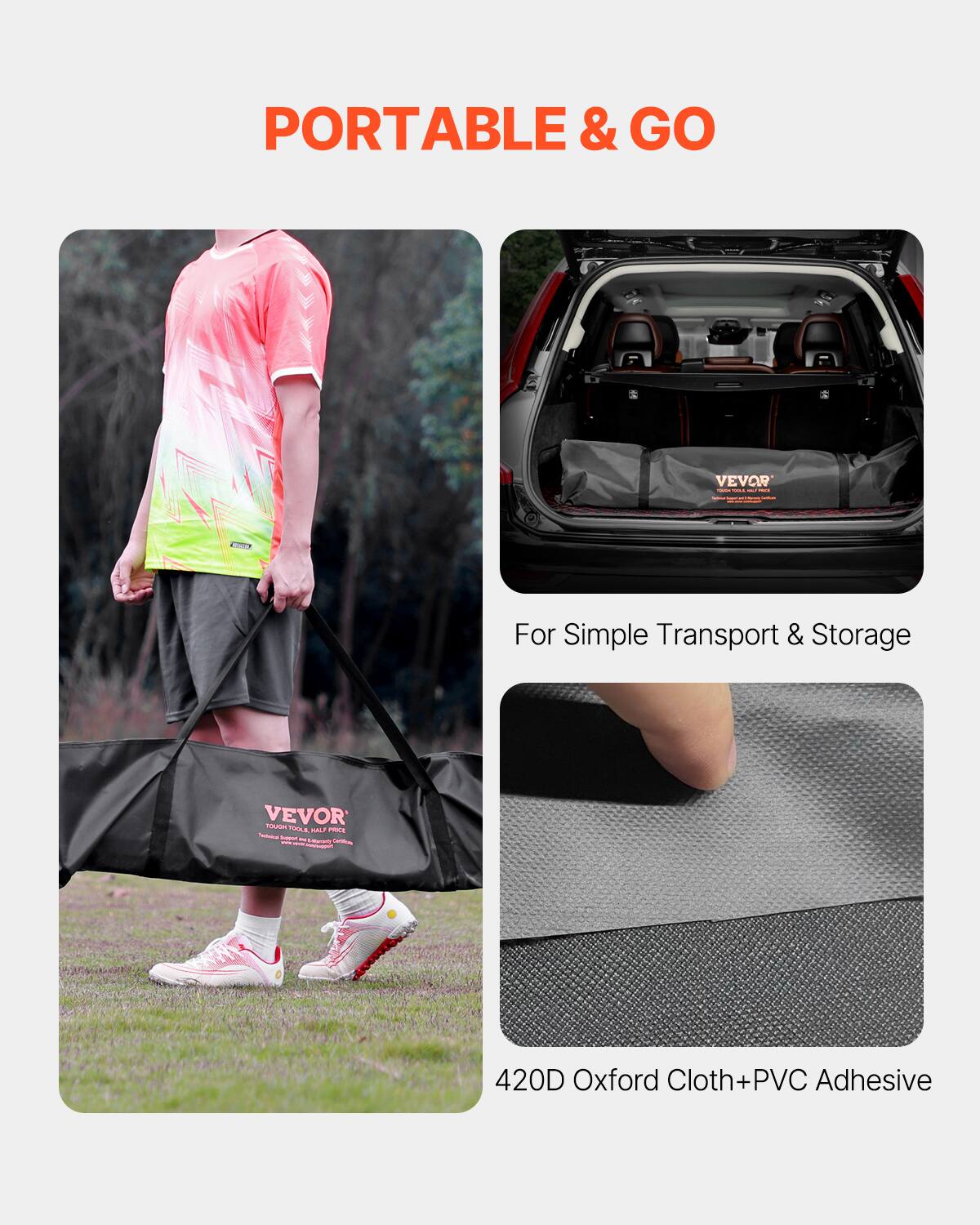 PORTABLE & GO

For Simple Transport & Storage

420D Oxford Cloth + PVC Adhesive
