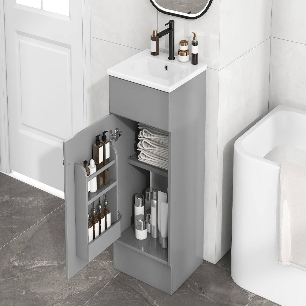 Alt View 6. Loheer - Loheer 18 inch bathroom vanity with sink Grey Freestanding Cabinet - Grey.