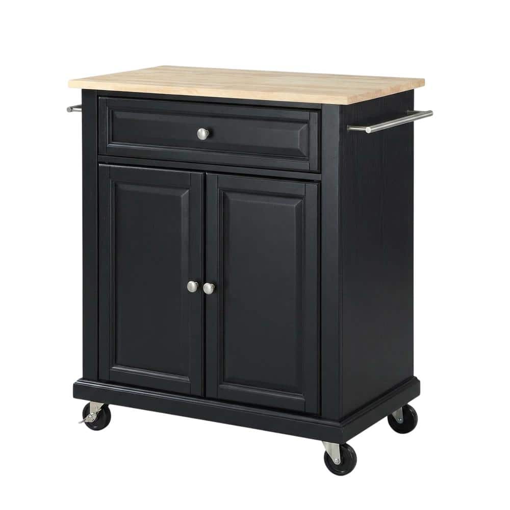 Crosley Furniture - Compact Wood Top Kitchen Cart - Black