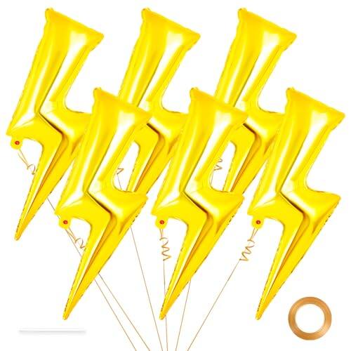 Front. ESBANY - 6 Pcs Large Lightning Balloons,36 Inch Lightning Bolt Foil Balloons,Flash Balloon for Party,Bolt Shape Foil Balloon for - Yellow.