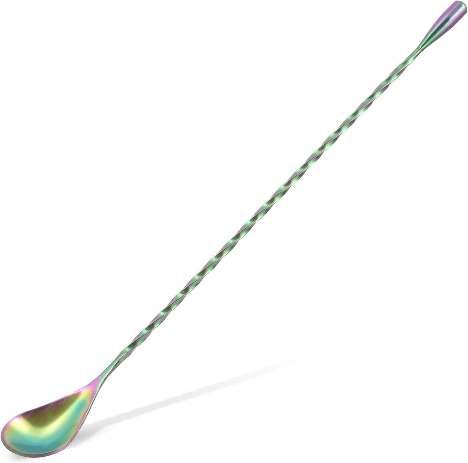 Zulay Kitchen - Premium 12 Inch Stainless Steel Cocktail Spoon - Long Attractive Spiral Design for Layering Drinks - Multicolor