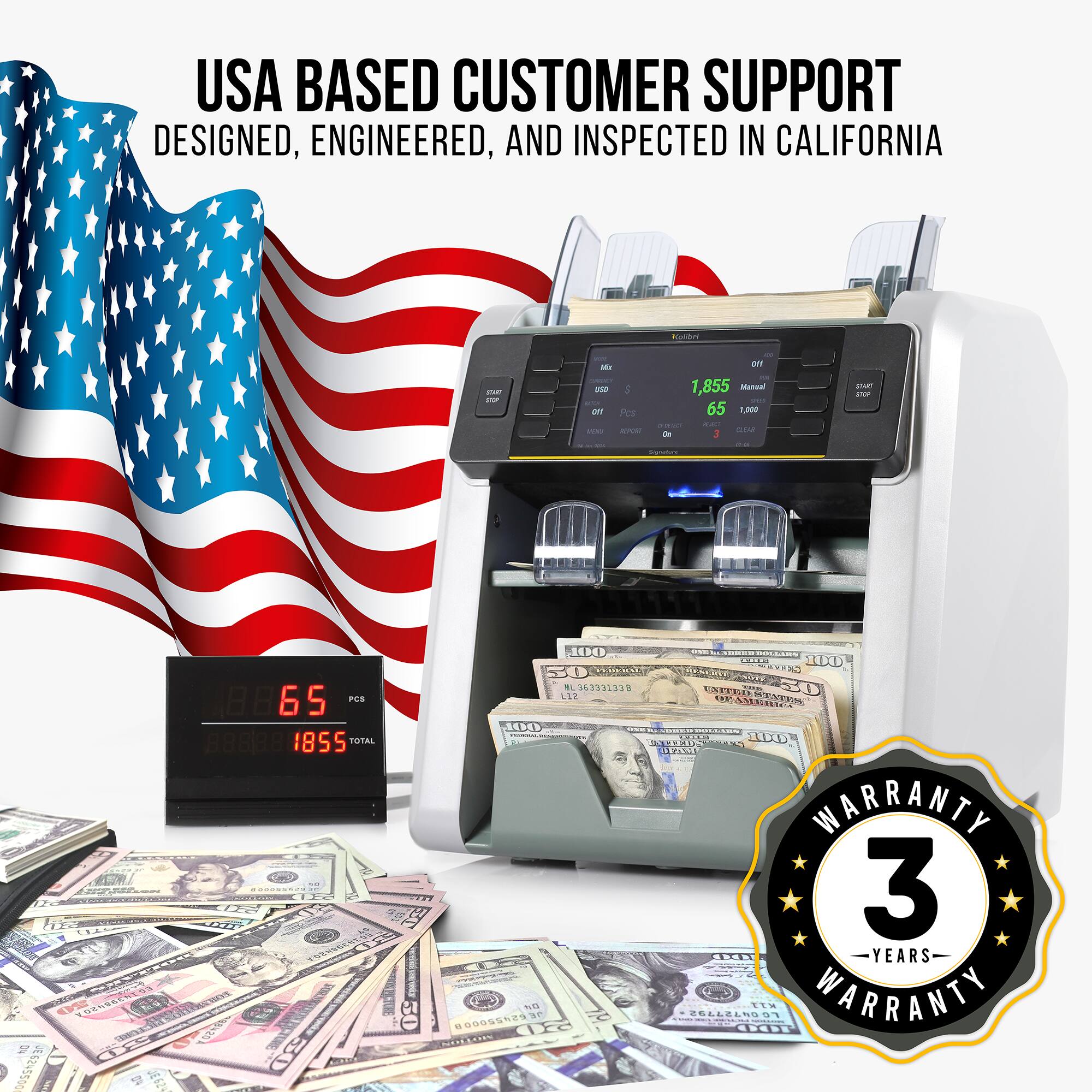 USA BASED CUSTOMER SUPPORT  
DESIGNED, ENGINEERED, AND INSPECTED IN CALIFORNIA  

USA BASED CUSTOMER SUPPORT  
DESIGNED, ENGINEERED, AND INSPECTED IN CALIFORNIA  

WARRANTY 3 YEARS