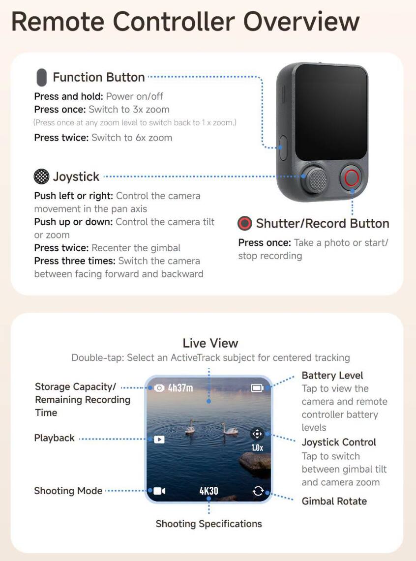 DJI Osmo FrameTap Touchscreen Remote Controller with Charging Cable for ...