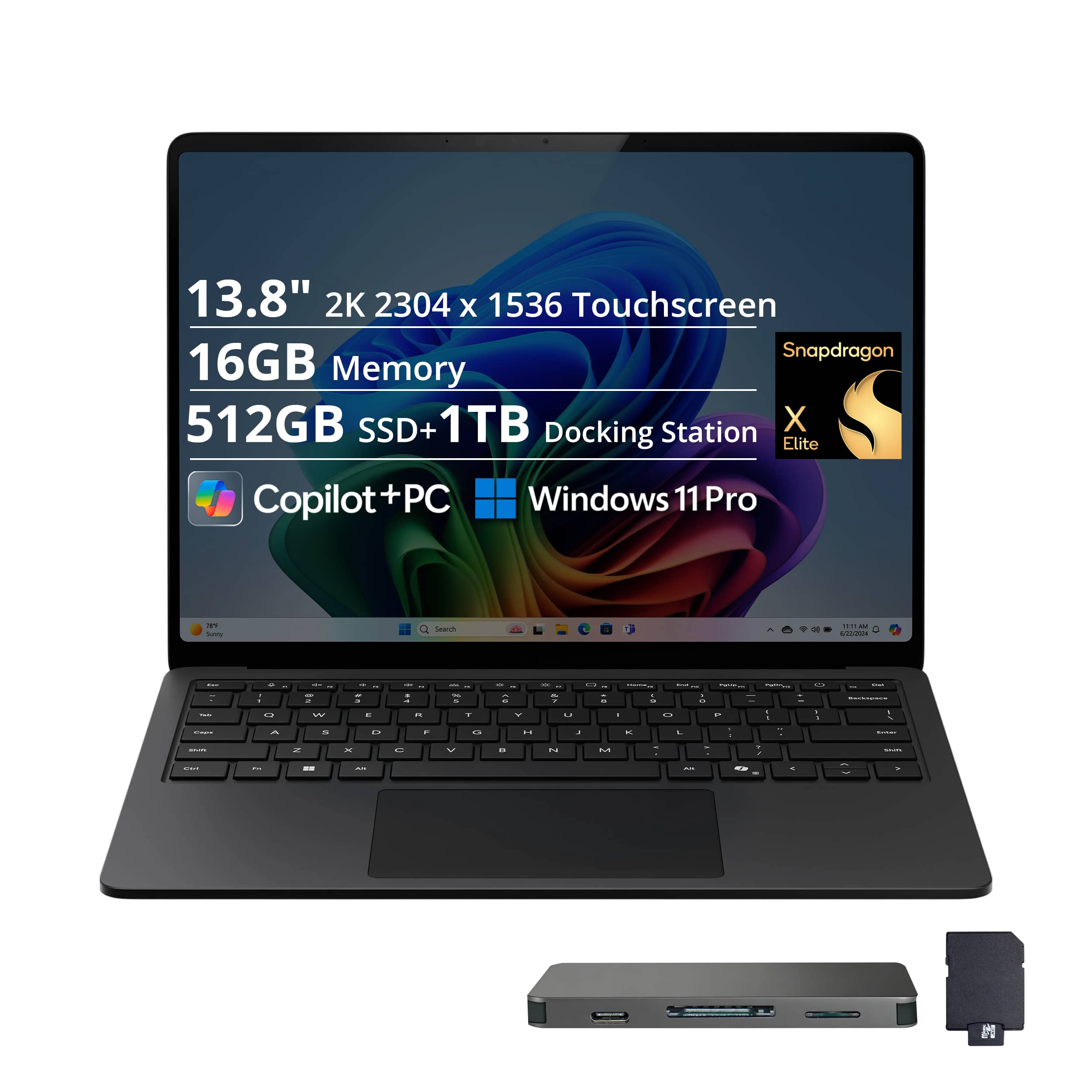 "Microsoft - Upgraded - Surface 13.8"" 2K Touch AI Laptop,Snapdragon X2P-64-100,16GB RAM,512GB SSD+1TB Dock,Backlit,Win11 Pro - Black" price history on PriceWatchPro