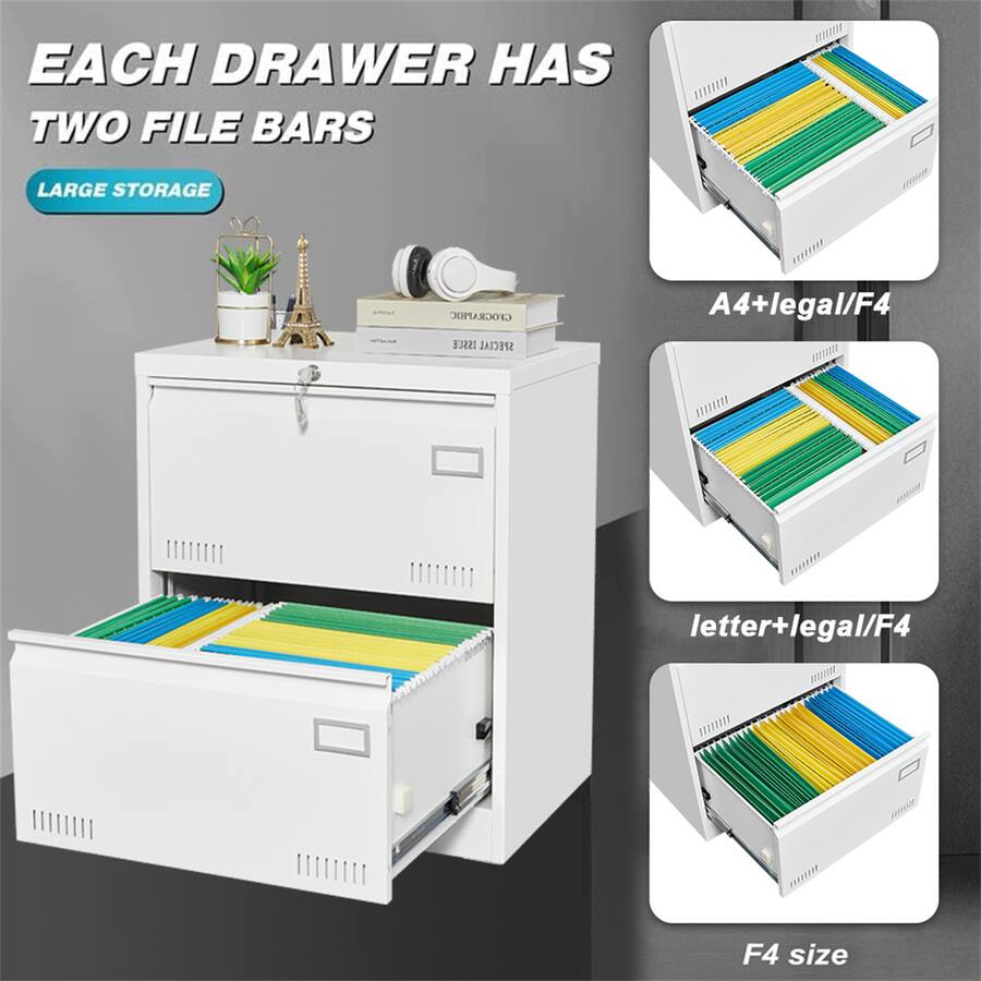 HTUTWOO 2 Drawer Lateral File Cabinet with Lock Office Vertical File ...