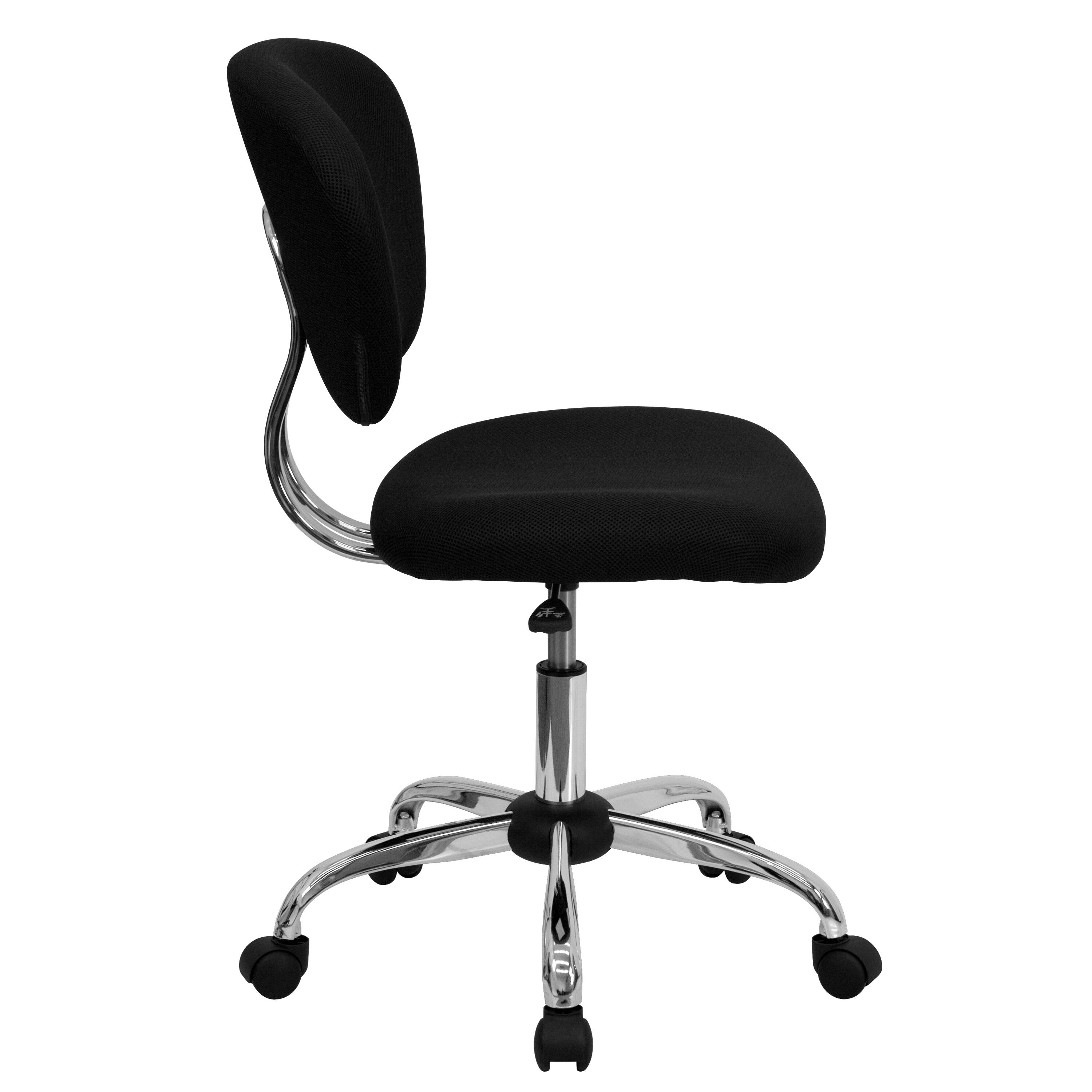 Alt View 6. Emma + Oliver - Mid-Back Mesh Padded Swivel Task Office Chair with Chrome Base - Black.