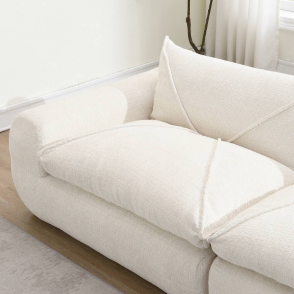 Alt View 6. LUCKY ONE - 116" Fully Compressed Legless Sofa No Assembly High Density Foam Free Combination - White.