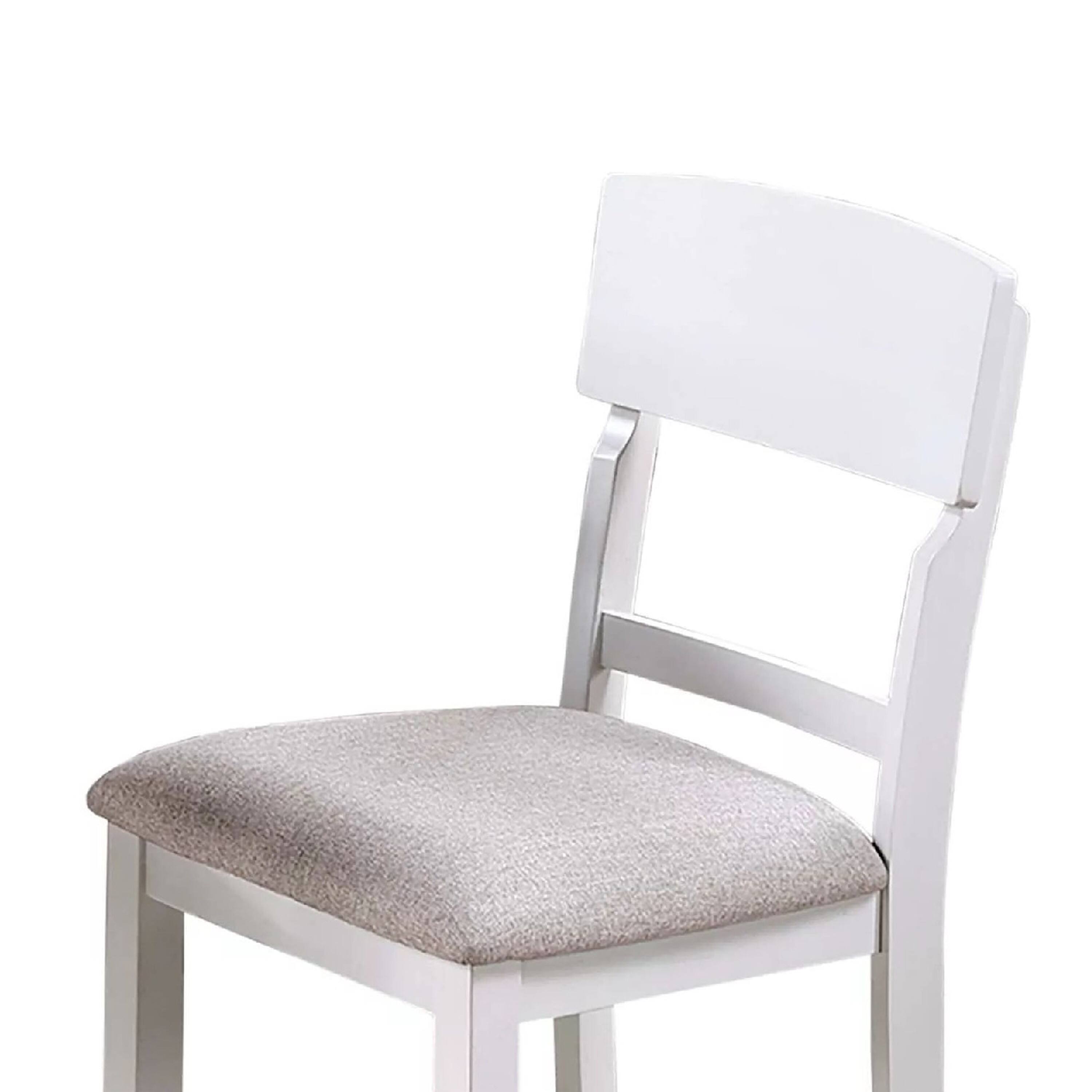 Alt View 2. Manhattan Lane - Keyan Counter Height Chair, Set of 2, Foam Gray Fabric Seat, Antique White Wood - Gray, White.