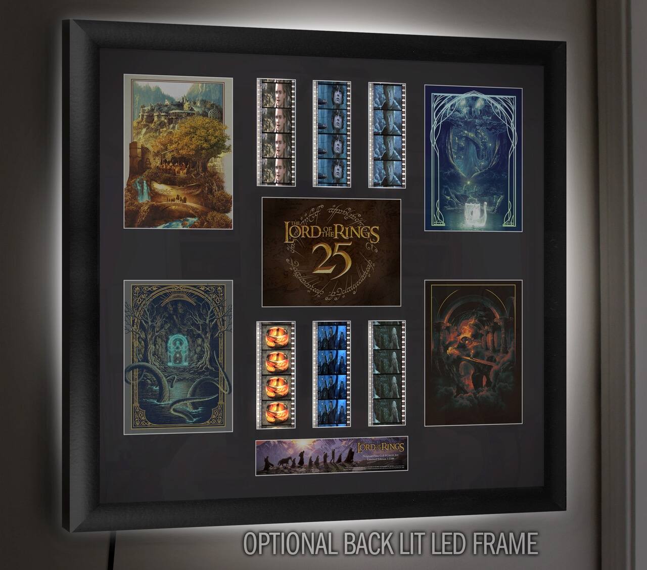 The Lord of the Rings 25 Journeys Rings - Optional Back Lit LED Frame