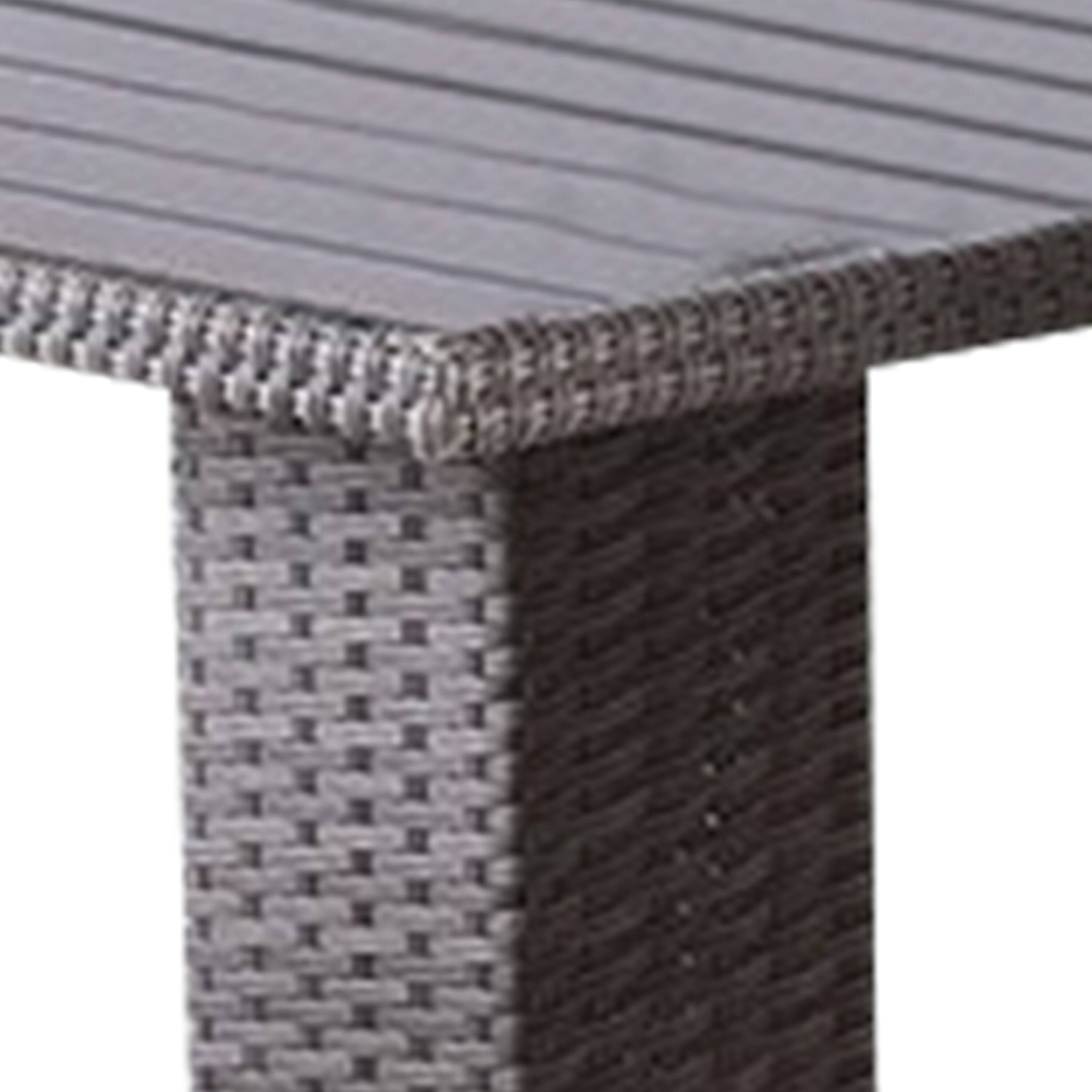 Alt View 2. Manhattan Lane - Nia Bistro Outdoor Table, Marble Base, Gray PE Rattan Frame, 27 Inch - Gray.