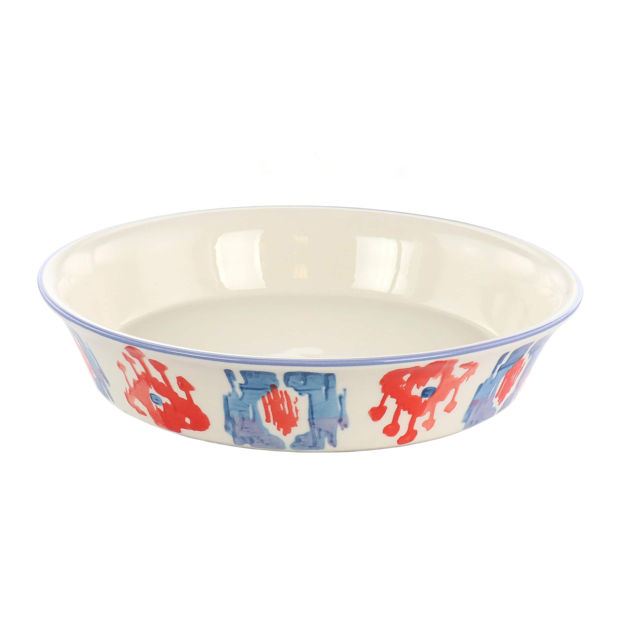 Gibson - Spice By Tia Mowry Sweet Basil 1.5 Quart Round Stoneware Pie Dish - Blue and Orange