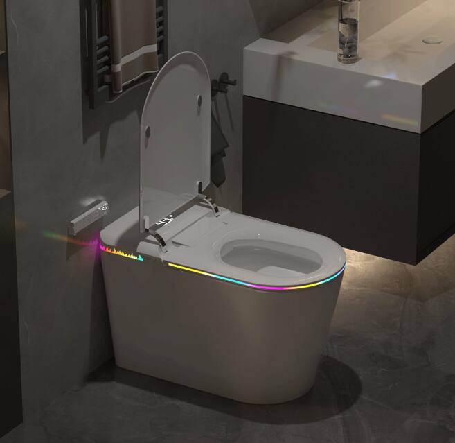 Left. Vipbear - Vipbear Smart Toilet with Bidet Built-in,One Piece Toilet with Foam Shield,Auto Open/Close Lid,Heated Seat - White.