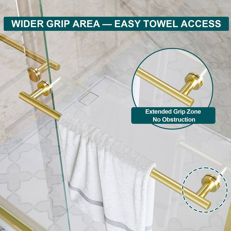 WIDER GRIP AREA — EASY TOWEL ACCESS  
Extended Grip Zone  
No Obstruction