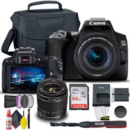 Canon - EOS 250D / Rebel SL3 DSLR Camera with 18-55mm Lens (Black) + Creative Filter Set, EOS Camera Bag + 6AVE Electronic