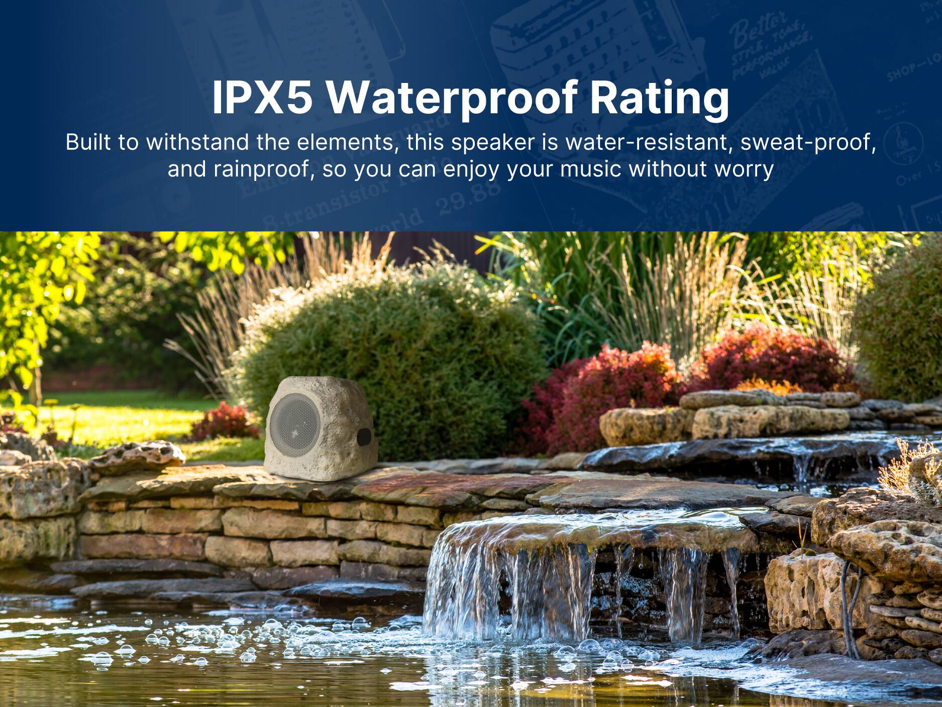IPX5 Waterproof Rating
Built to withstand the elements, this speaker is water-resistant, sweat-proof, and rainproof, so you can enjoy your music without worry