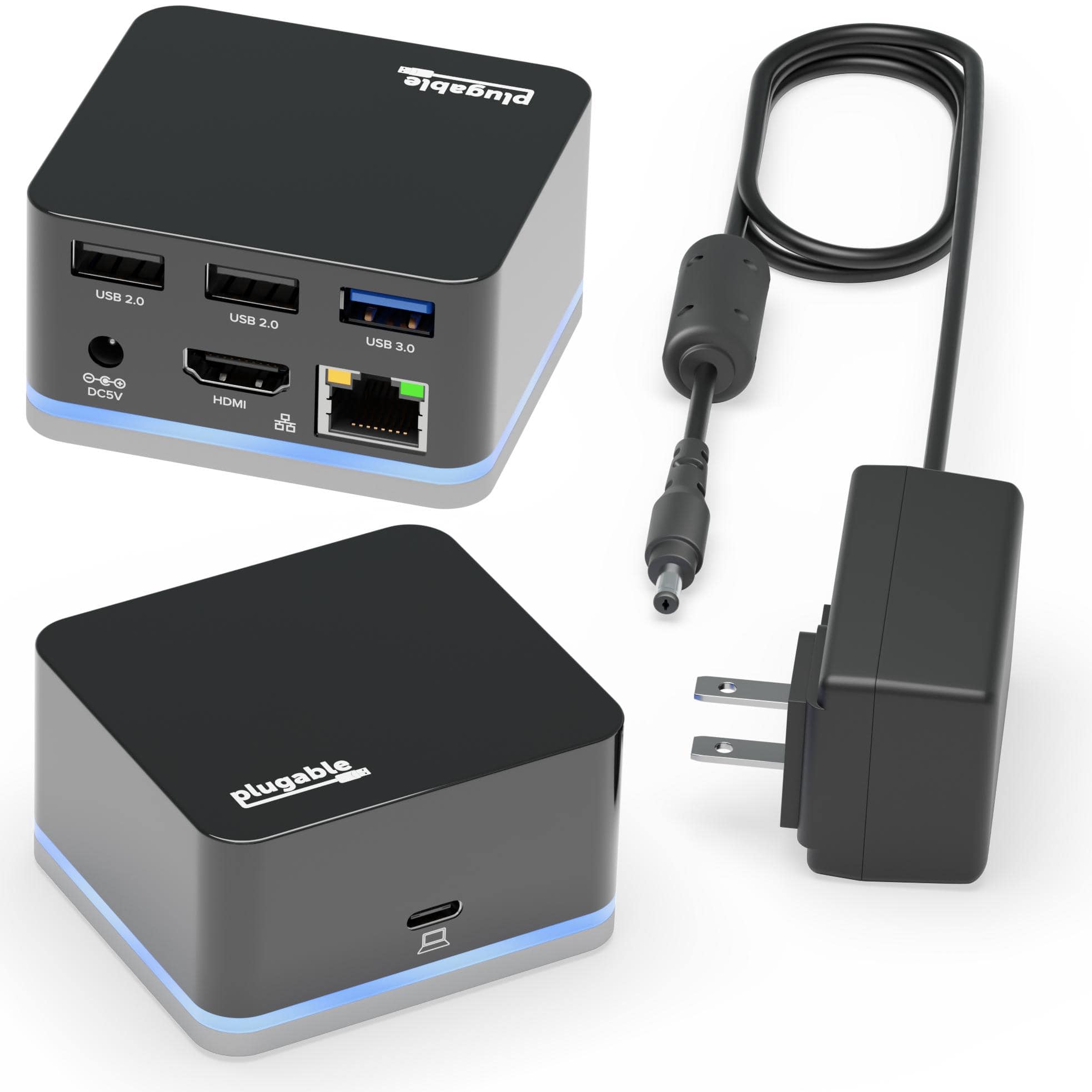 Plugable - USB C Mini Cube Docking Station,Thunderbolt/Specific USB-C Systems,Dock for Travel/Hybrid Work,Driverless - Black
