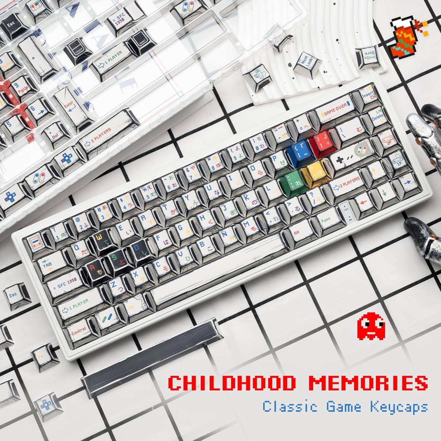 Esc SFC . 1998 1 PLAYER Namh Lack E 0425 9 Pglip 6 5 Esc Enter Del 2 PLAYERS I 9 P & 3 D 7 I 6 B U L 5 Y K I h # 4 T J aE < 3 R H < M 1 2 E G N 1 3 F B Q L TAB C A x 1958 Z SPC 1 PLAYER osert CH GAME DUER OVER GAME LN Delete ) J 3 20 I - 2 2 PLAYERS ? / Fane AR Control CHILDHOOD MEMORIES Classic Game Keycaps