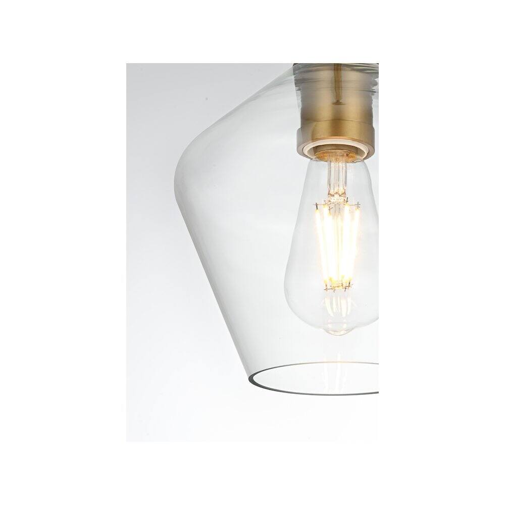 Alt View 4. Living District - Gene 8 Inch Pendant Clear Shade in Satin Gold - Satin Gold And Clear.