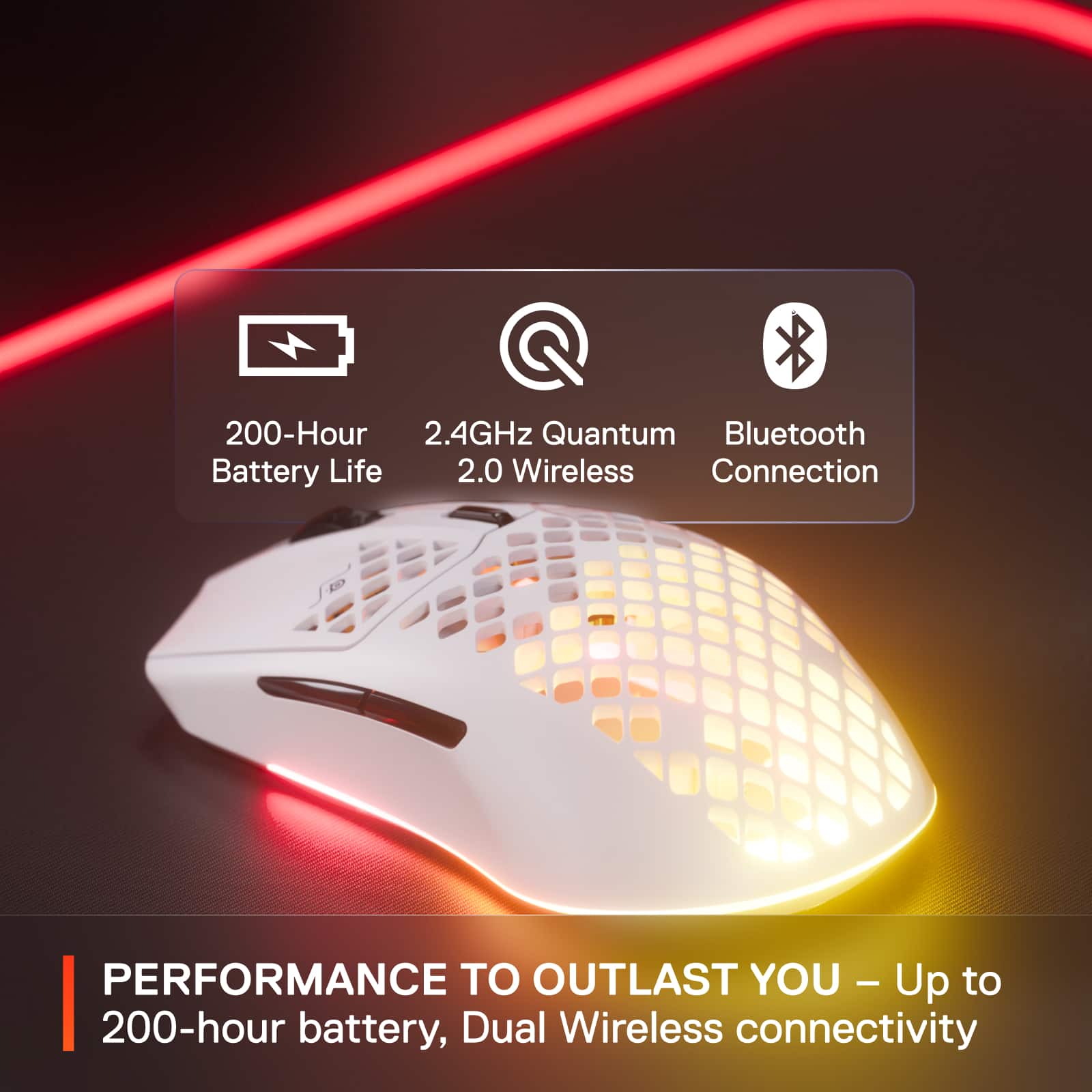 Performance to Outlast You - Up to 200-hour battery life, Dual Wireless Connectivity