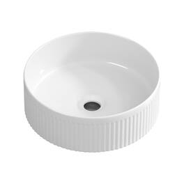Loheer - 14 inch round bathroom sink white porcelain vessel sink - Milk White