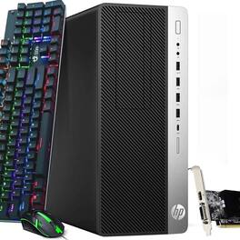 HP - Refurbished Excellent - G4 Tower Gaming Desktop PC | Intel i5-8th 3.2GHz | 8GB RAM | 256GB SSD | NVIDIA GTX 1050Ti | RGB KB & M | Wi-Fi | Win11 - Black