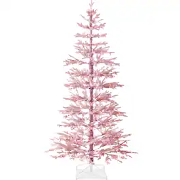Best Choice Products - Pre-Lit Sparse Flocked Christmas Tree w/ 2-in-1 LEDs, Cordless Connection - Pink