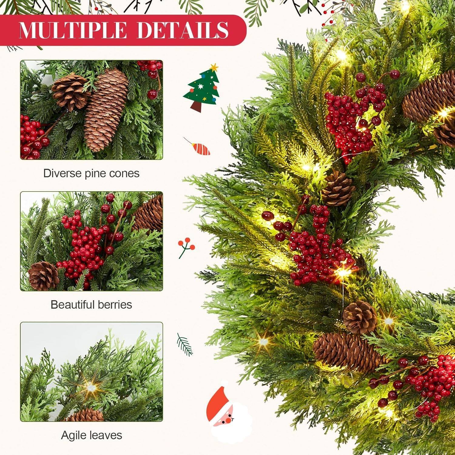 MULTIPLE DETAILS

- Diverse pine cones
- Beautiful berries
- Agile leaves