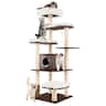 Costway - Wooden Cat Tree 71" 7-Layer Cat Tower with Sisal Scratching Posts Perch & Cushions Brown - Brown,Beige