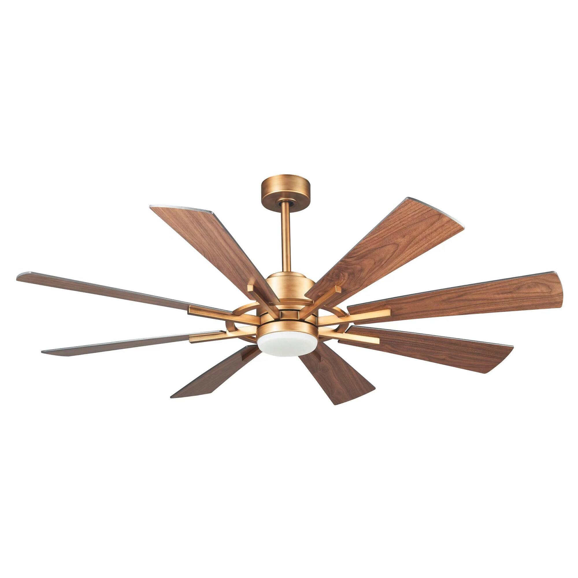 Alt View 7. Parrot Uncle - 60 in. Windmill 8-Blade Integrated LED Gold Ceiling Fan with Light and Remote Control, DC Reversible Motor - Gold.