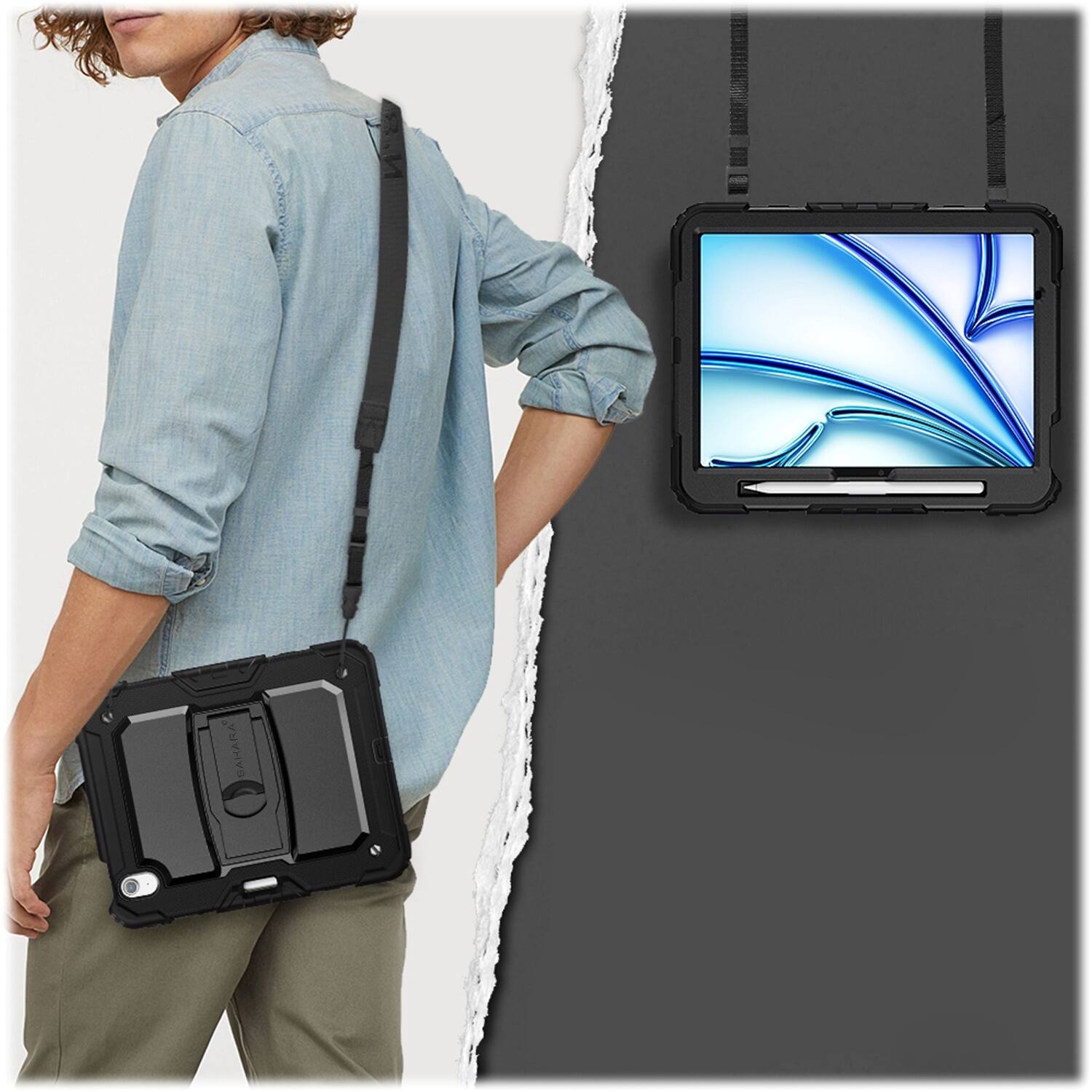 Alt View 17. SaharaCase - Raider Series Heavy-Duty Case for Apple iPad Air 11" M3/M2 and iPad Air 10.9'' (4th and 5th Gen) - Black.