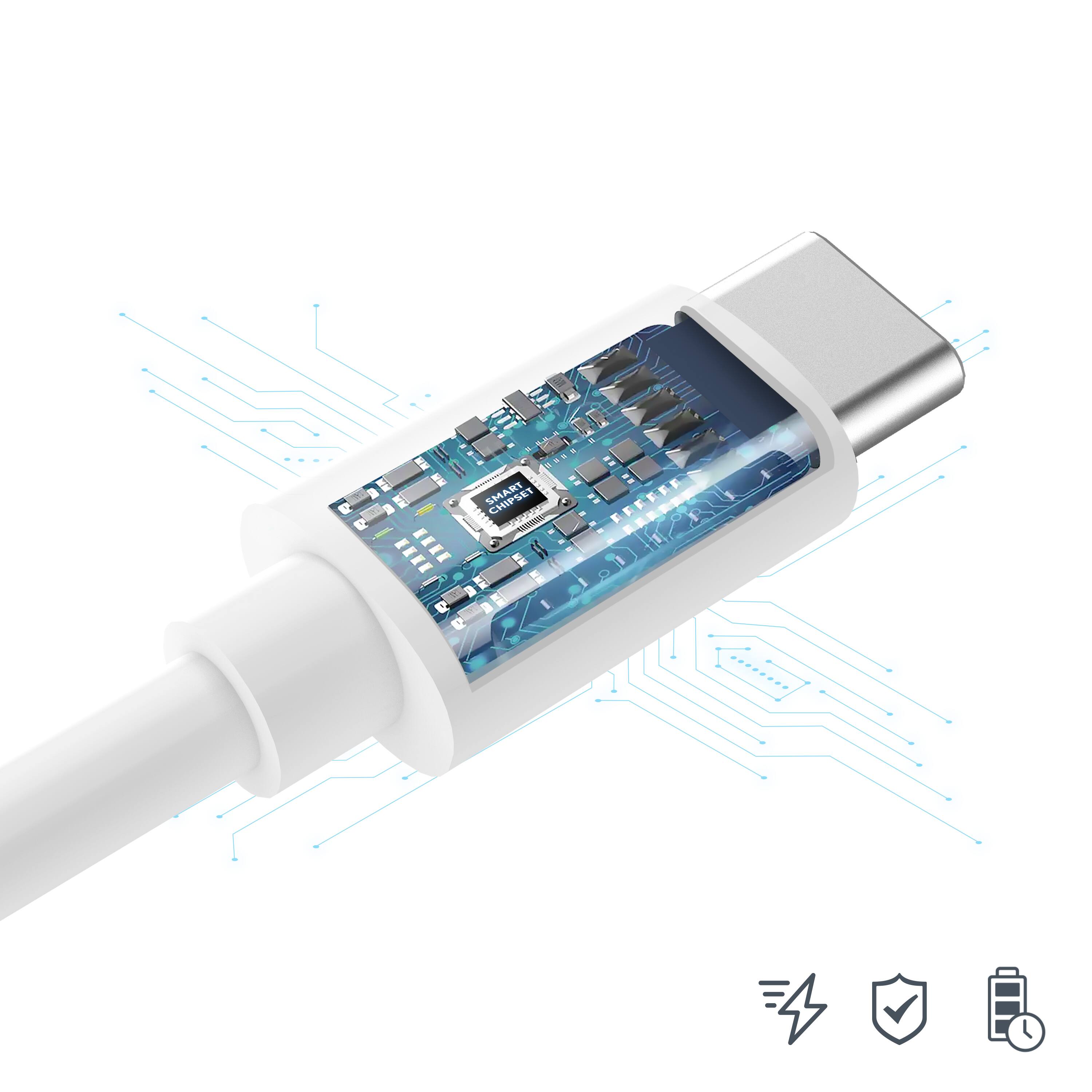 Alt View 1. Overtime - Overtime USB-C to USB-C 10ft Cable, Fast Charging, High-Speed Data Transfer, Durable Design, White - White.