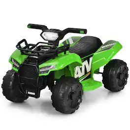 Gymax - 6V 4 Wheels ATV Quad Ride On Car Kids Ride-On Toy w/ Music Horn LED Light - Green