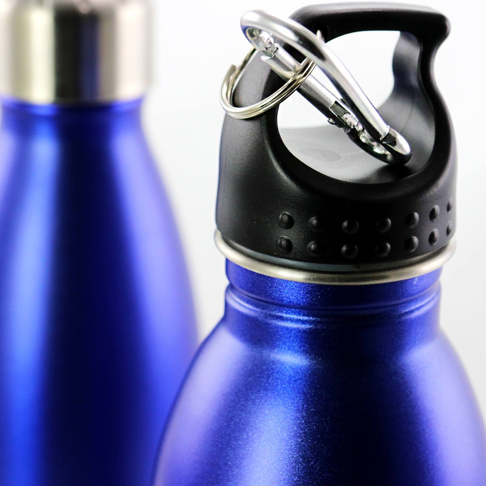 Left. Mr. Coffee - Mr. Coffee Luster Hydration 2 Piece Stainless Steel Thermal Hydration Bottle Set in Metallic Blue - Blue.